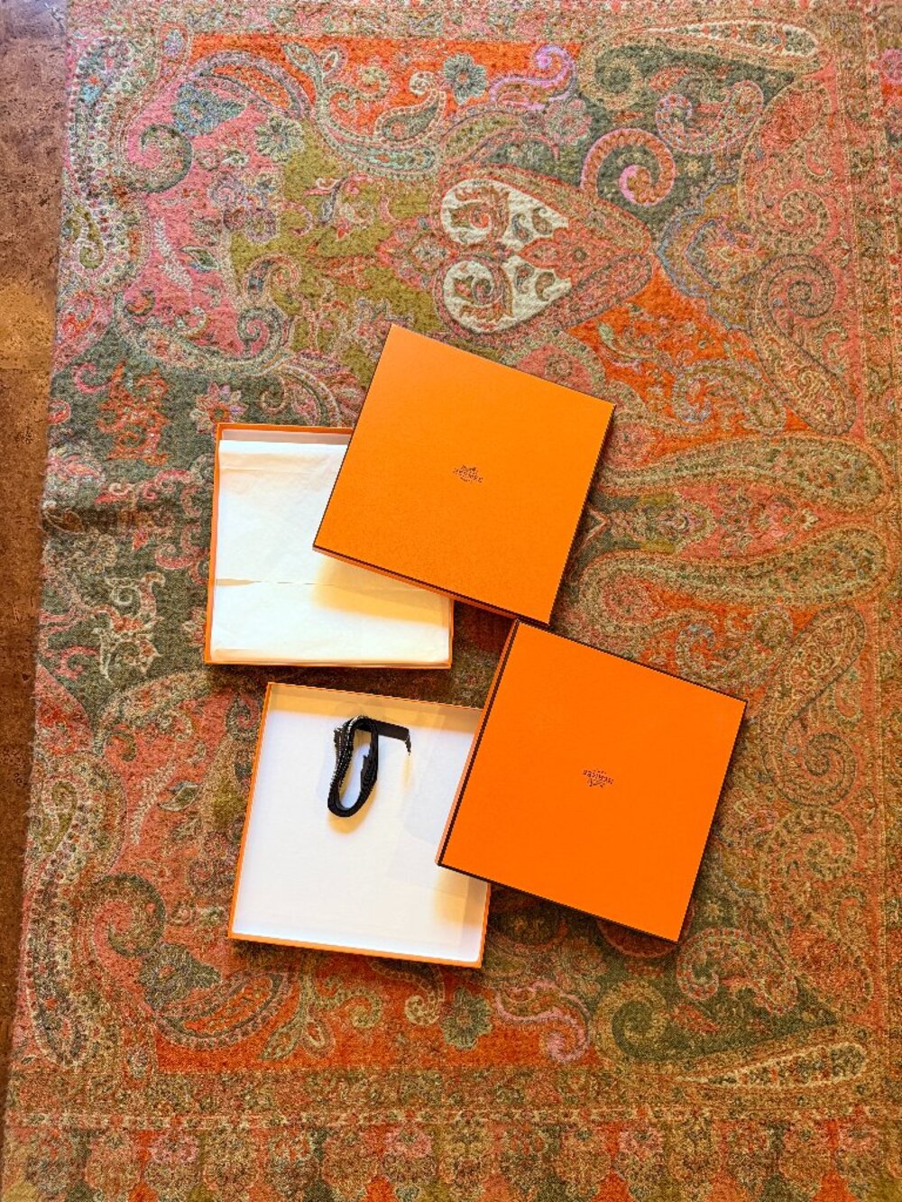 Two empty Hermes boxes